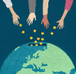 Hands supporting a charity globe
